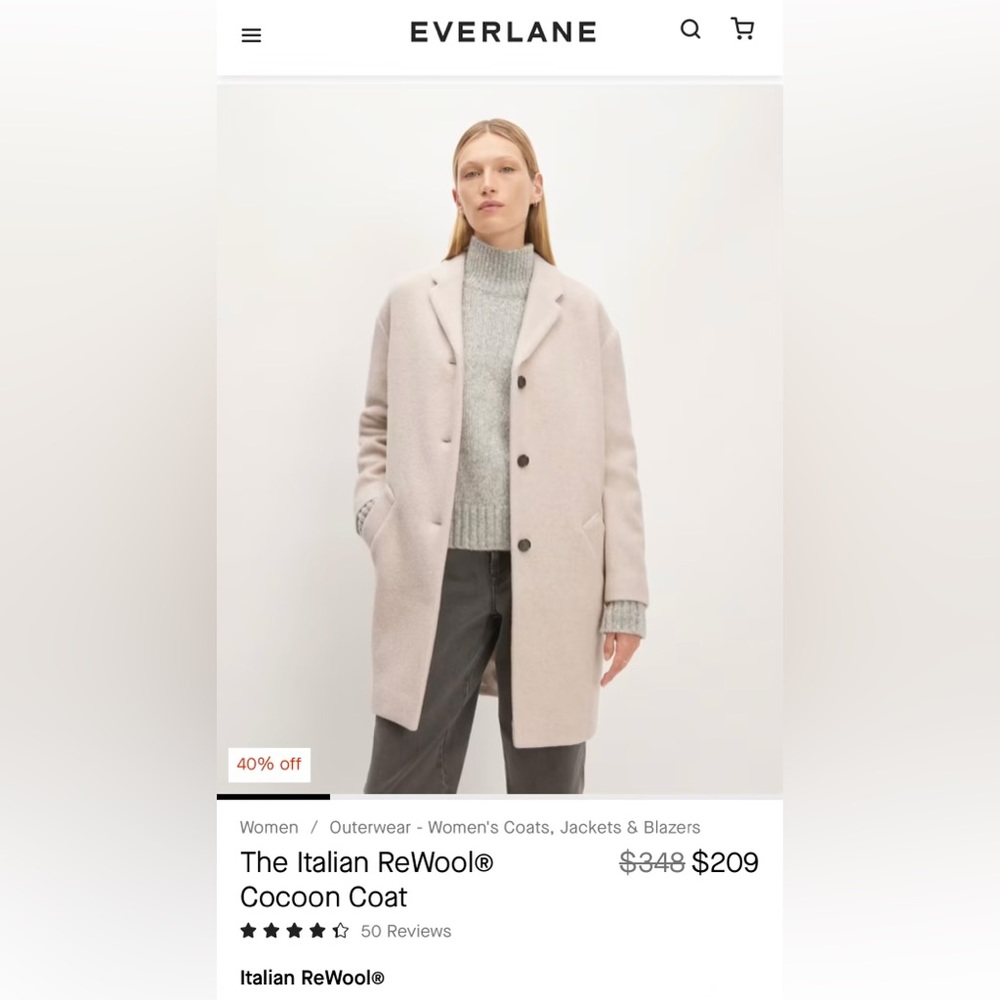 Everlane coat NWOT